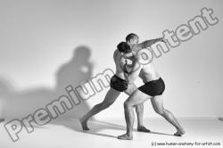 Underwear Martial art Man - Man White Moving poses Athletic Short Brown Dynamic poses Academic